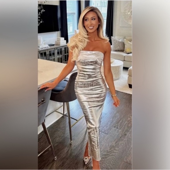 Zara FITTED METALLIC DRESS - Picture 8 of 8